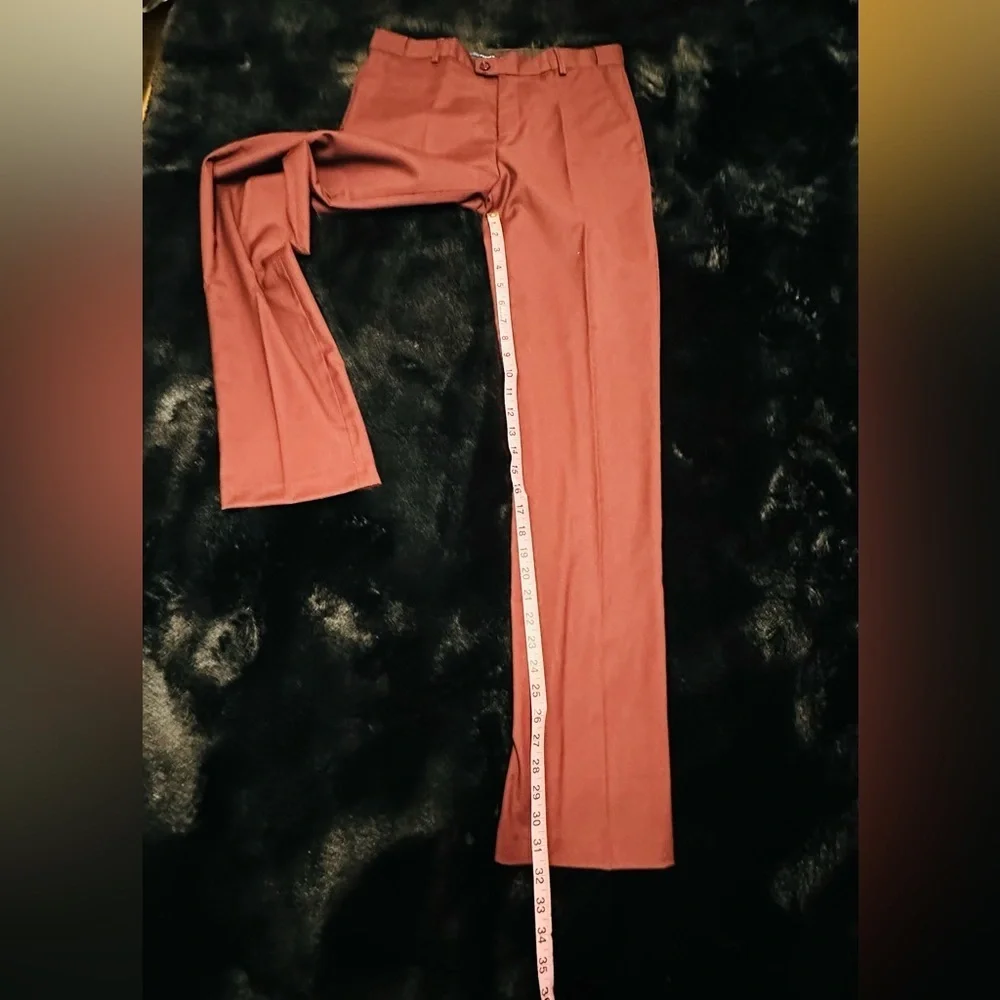 Perry Ellis Boys Burgundy 3-Piece Suit Size 20 Blazer Vest Pants Formal Wedding